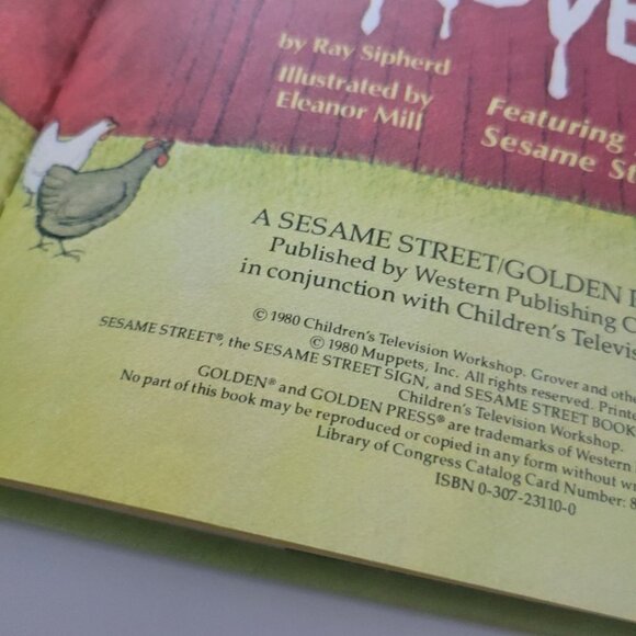 Sesame Street Grover Down on Farm Book Vintage 1980s Muppets Jim Henson Animals - Picture 4 of 9